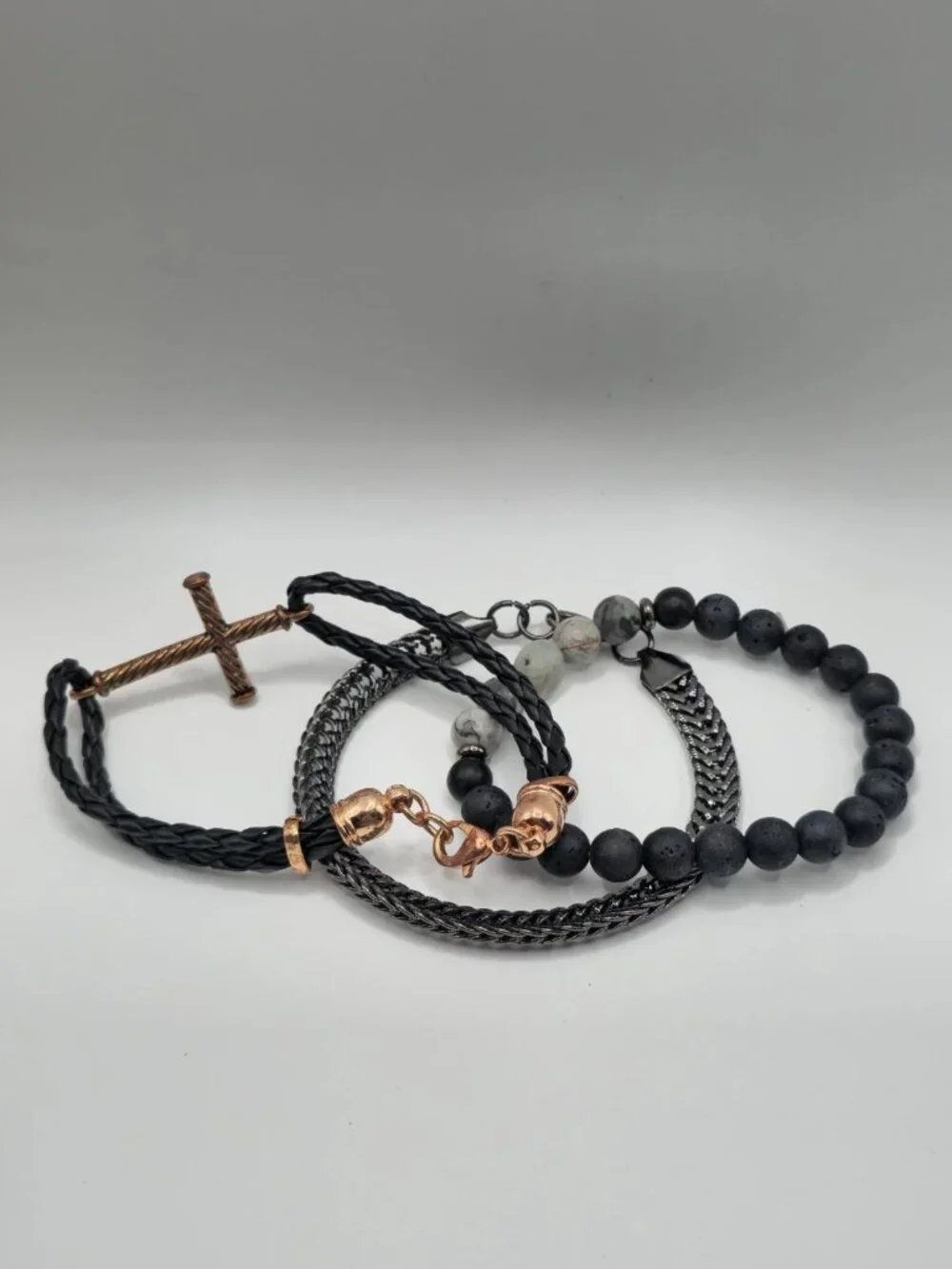 American Exchange Men's Black Watch & 4-Piece Bracelet Set